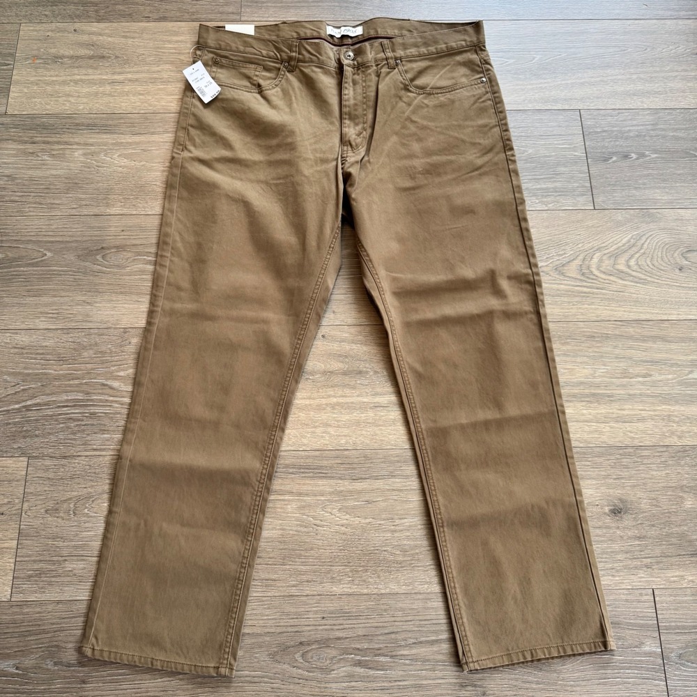 Jos A Bank 1905 Men Tailored Fit Tan Brown 5 Pocket Pants 38x29 NWT Chino Khaki - Picture 2 of 10